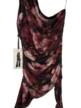 NWT Milk+ Honey Floral One Shoulder Ruched Mesh Top. Size Small
